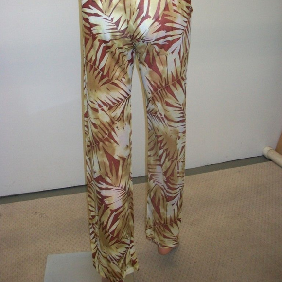 Sauvage Brown/Tan Leaf Pattern Pants Cover-Up Sm - Picture 5 of 5